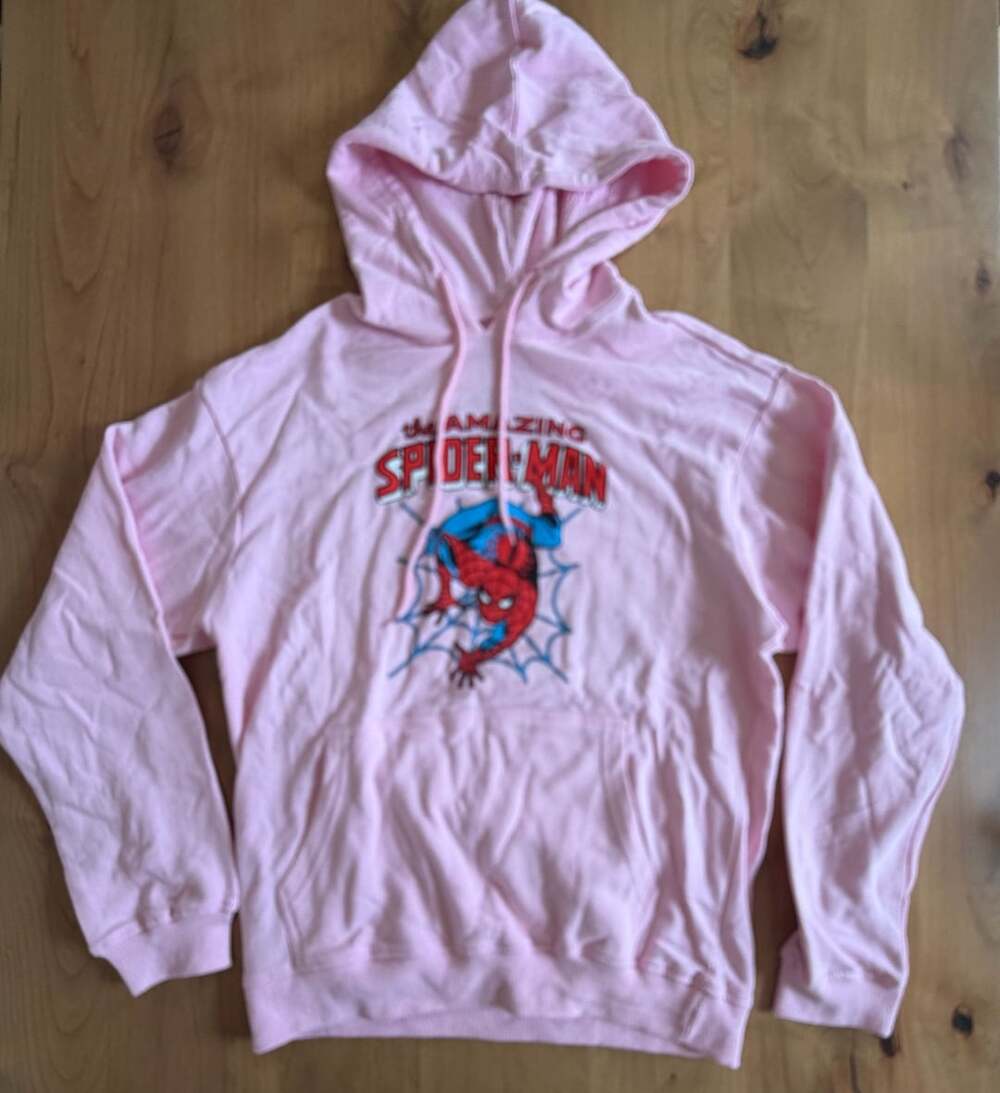 Marvel The Amazing Spider-Man Pink Graphic Pullover Hoodie Medium